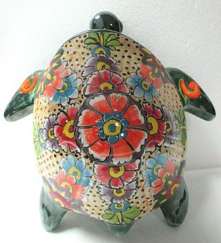 Mexican Folk Art Talavera Pottery Ceramic Sea Turtle Nautical Ocean Decor 16 "