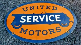 United Motor Service Porcelain Vintage Style Gasoline & Oil Chevy Auto Sign