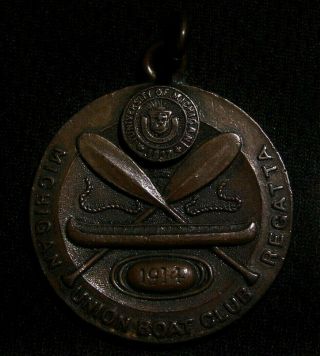 Rare 1914 University Of Michigan Union Boat Club Regatta Medal - Antique Not Pin