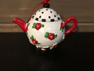 Mary Engelbreit Miniature Teapot Tea Pot Floral Ornament Vintage