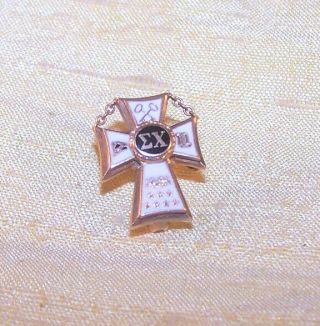 Vintage Sigma Chi Fraternity 10k Gold Member Pin / Badge,  Alpha Nu Chapter Old