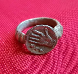 OPEN HAND - symbol of power and strength,  evil eye.  CELTIC ROMAN SILVER RING. 2