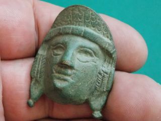Cira 200 - 300 Ad Ancient Roman European Bronze Casket Mount Male Face