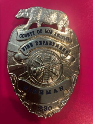 Vintage Shirt Badge County Of Los Angeles Fire Department Numbered ; Obsolete
