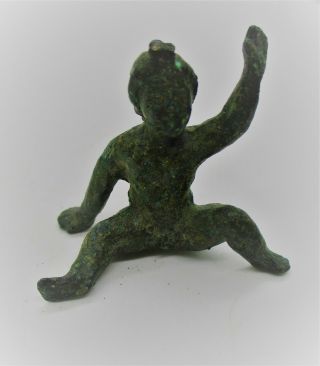 European Finds Ancient Roman Bronze Baby Figurine Circa 200 - 300ad