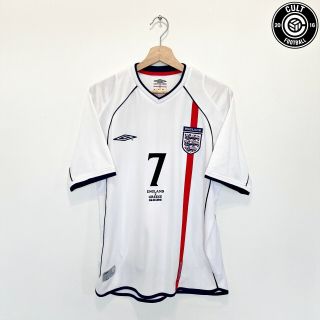 2001/03 Beckham 7 England Vintage Umbro Home Greece Football Shirt (m) Wc 2002