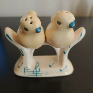 Vintage Yellow Canaries On Perch Salt And Pepper Shakers