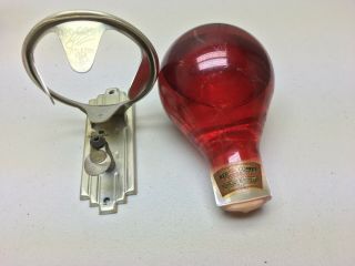 Vintage Red Comet Littleton Colo.  Glass Fire Extinguisher With Wall Bracket