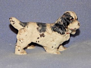 Hubley Antique Cast Iron White Cocker Spaniel Dog Toy Art Statue Paperweight