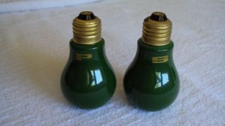 Vintage Salt And Pepper Shakers Green Lightbulb Japan Old Light Bulb