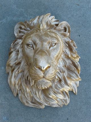 Large Gold Lion Head Wall Mount Statue Decoration