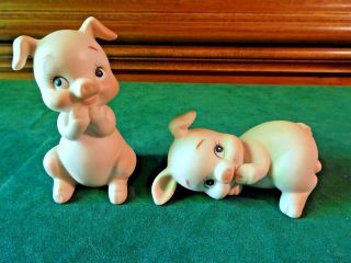 2 Lefton China Bisque Porcelain Pig Figurines,  2529,  Exc.  Cond.