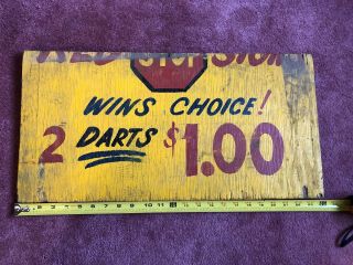 Vintage Carnival Game Sign Dart Game Wins Choice Amusement Park