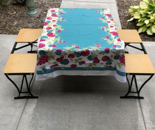 Vtg Yellow Handy Folding Picnic Table & Chair Set Milwaukee Stamping Co Camping
