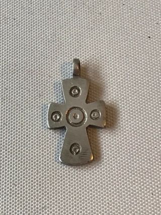 Medieval Silver Cross Pendant With Ring And Dots