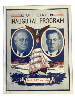 1941 President Franklin Roosevelt Fdr Inaugural Program Jan 20,  1941