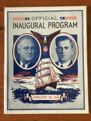1941 President Franklin Roosevelt FDR Inaugural Program Jan 20,  1941 2