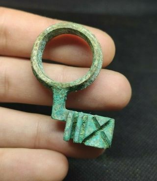Massive Ancient Roman Bronze Key Ring - 100/300 Ad