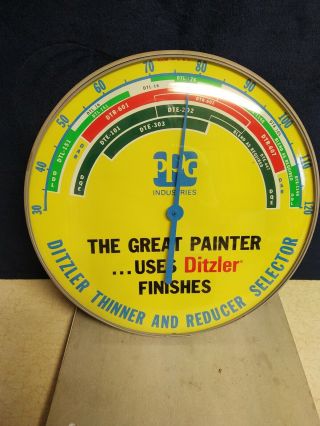 Vintage Ditzler Auto Automotive Paint Finishes Gas Oil Advertising Thermometer