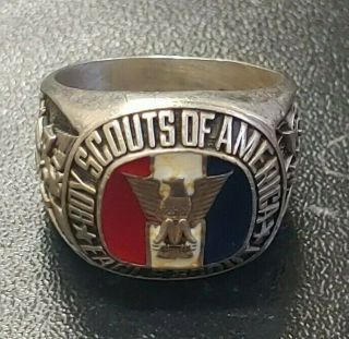 Boys Scouts Of America Bsa Eagle Scout Sterling Silver Ring - Size 12 (21.  4mm)