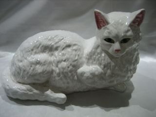 Vintage Large Life Size 13 " White Ceramic 109 Kitty Cat Figurine