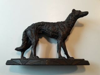 Vintage French Terra Cotta Signed Statue Dog Borzoi Russian Wolfhound Levrier
