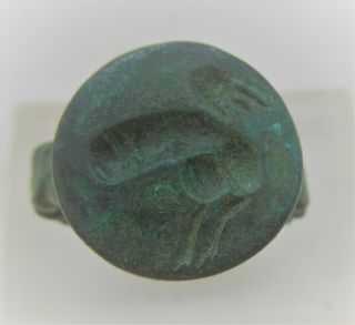 Detector Finds Ancient Roman Bronze Ring Bird On Bezel