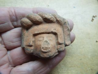 Rare Pre Columbian / Aztec Clay Great Figure Head A