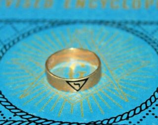 14th Degree Scottish Rite Yod Band 10k Gold Masonic Freemason Ring Size 9.  75
