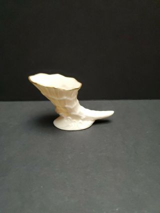 Lenox Cornucopia Horn Of Plenty Vase / Toothpick Holder Ivory 24k Gold Trim Usa