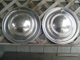 Two Vintage 15 In.  Lyon Lyons Mfg Co Hubcaps Wheel Covers Center Caps Rat Rod