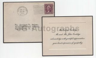 Calvin Coolidge - 30th U.  S.  President - Official Sympathy Card,  1933