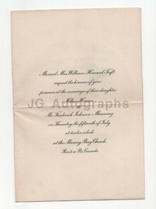 William Howard Taft - 27th U.  S.  President - Invitation To Daughter 