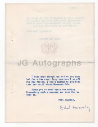 Ethel Kennedy - Wife Of Robert F.  Kennedy - Signed Letter (tls),  1960