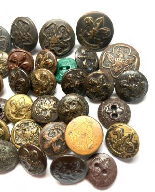 Antique & Vintage Buttons Boy / Girl Scout Eisner Red Bank,  Metal Composition 3