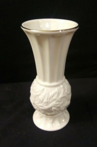 Vintage Lenox Porcelain Bud Vase 24k Gold Trim Flowers Classic Ivory 5 " Tall
