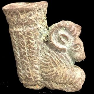 Rare Ancient Roman Bronze Rhyton Vessel With Rams Head - 200 - 400 Ad (1)
