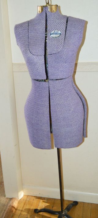 Vintage Acme L&m Size A Adjustable Dress Form Mannequin Metal Stand Wool Cover