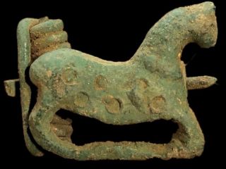 Ancient Roman Bronze Horse Fibula Brooch - 200 - 400 Ad (17)