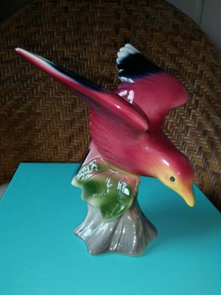 Vintage Pinkish Bird Wing Tips Navy And White Bird Figurine