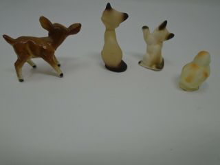 Vintage Miniature Deer,  Chick,  and Two Siamese Cats Figurines 2