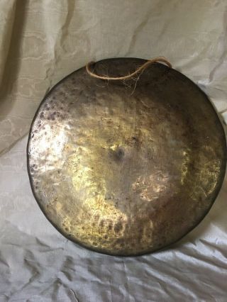Antique Vintage Hand Hammered Chinese Buddhist Brass Gong Asian Oriental 16.  5”