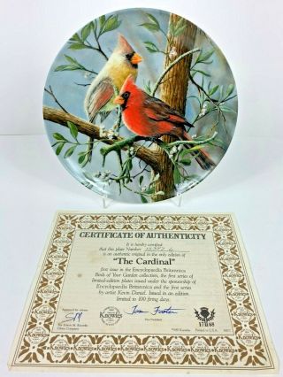 Vintage Edwin M.  Knowles Birds of Your Garden by Kevin Daniel Cardinal Plate 2
