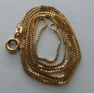 Vintage 14k Yellow Gold Box Chain 17.  75 " Long Made In Italy