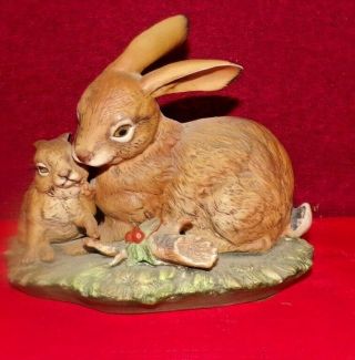 1279 Masterpiece Porcelain Homco Home Interiors Rabbits Bunny Hare Figurine