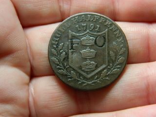 Un Researched Vintage Halfpenny Token Coin 1791 Counter Stamp Detecting Detector