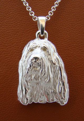 Large Sterling Silver Otter Hound Study Pendant