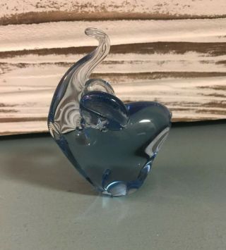 Gorgeous Blue Art Glass Elephant Figurine Paperweight 3.  5 Inches Tall 3
