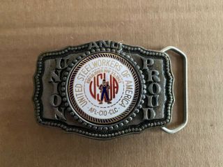 Uswa Belt Buckle Union And Proud United Steelworkers Association