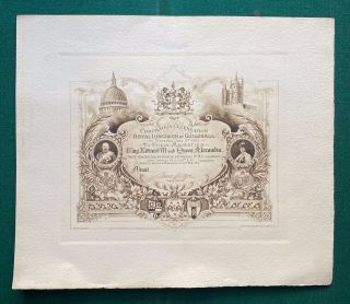 Antique Royal Guildhall Invitation Coronation Lunch King Edward Vii Queen Alex